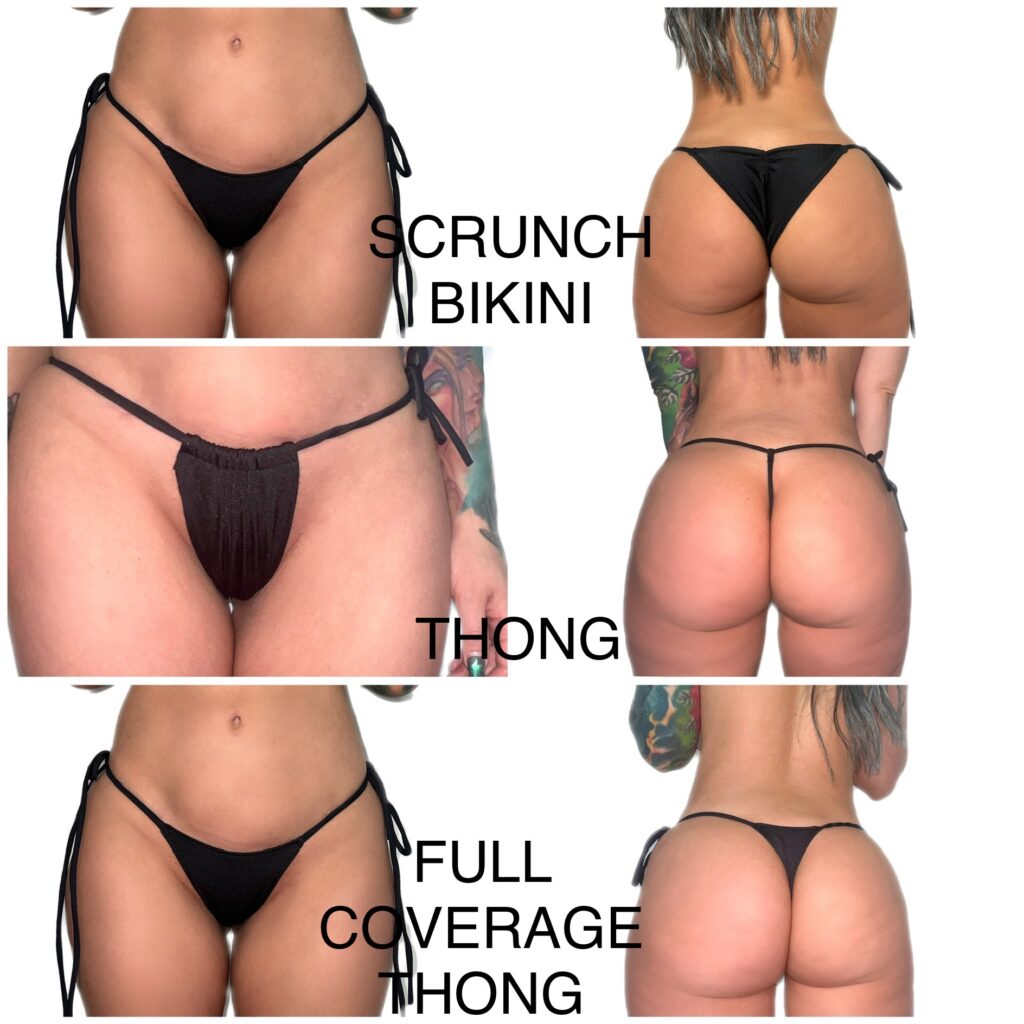Scrunch Bikini, Thong, Full Coverage Thong